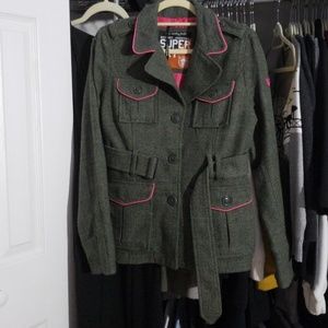 SUPERDRY Olive Tweed Check Artillery Jacket